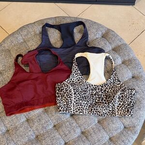 Set of 3 Outdoor Voices Racerback Sports Bras size XL Navy, Burgundy, Leopard